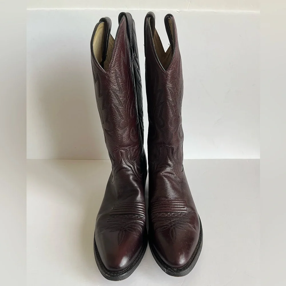 Dan Post Burgundy Pebble Grain Cowboy Boots men’s size 9D
